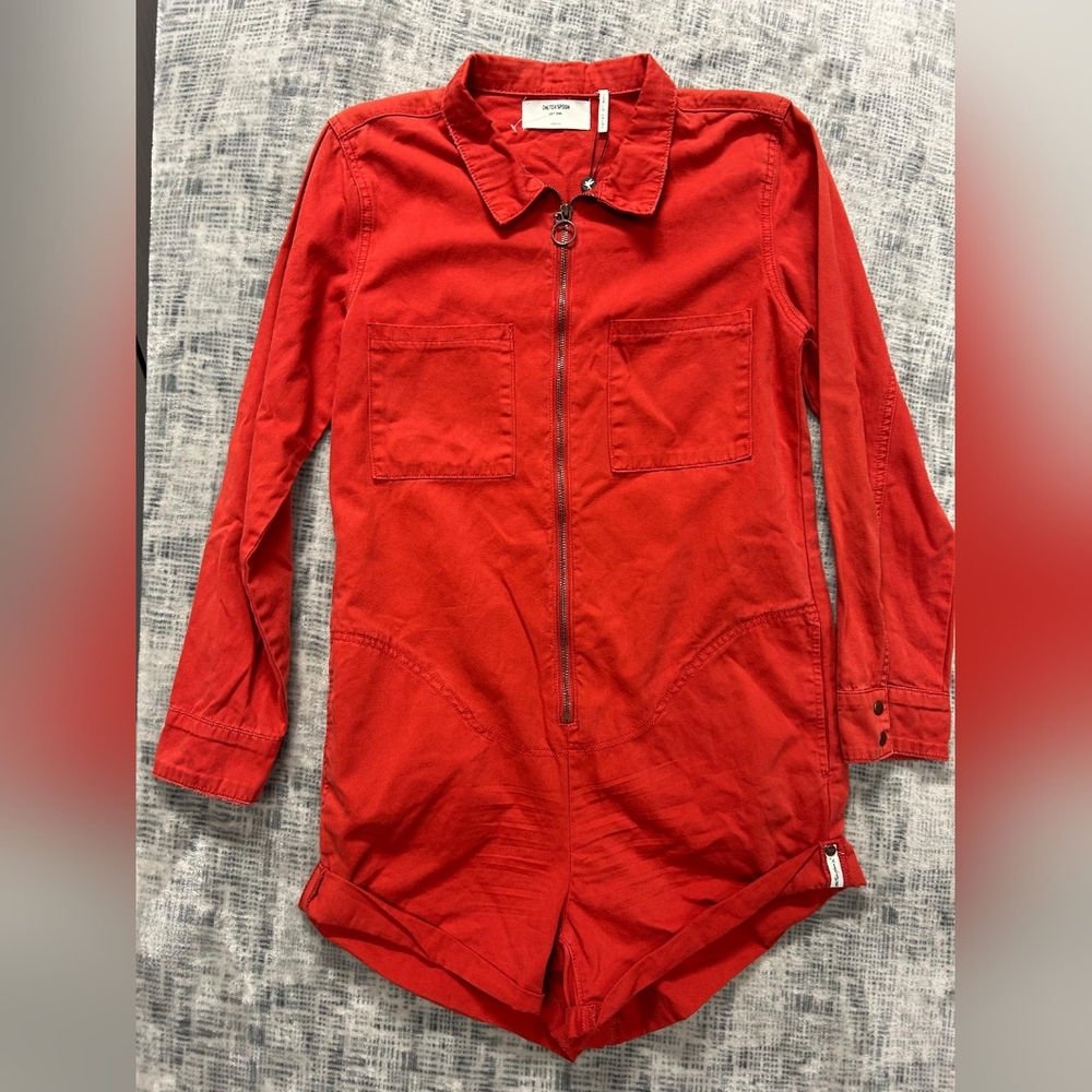 Red Long-Sleeve Jumpsuit